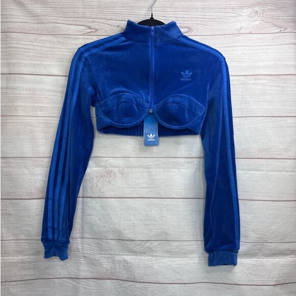 NWT Adidas x Jeremy Scott Blue Velvet Track Top Women's Size XS (H50965) - Picture 4 of 8